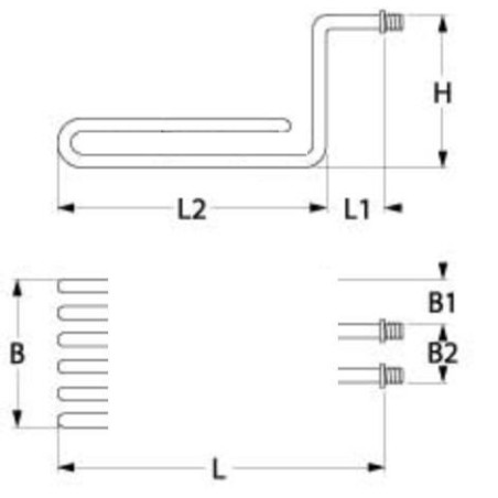 Resistência Fritadeira 4250W 135x210x200mm EF-131V Largura - comprimento - Altura Tubo 8mm Conector 12mm Passo 2,5 Cabo