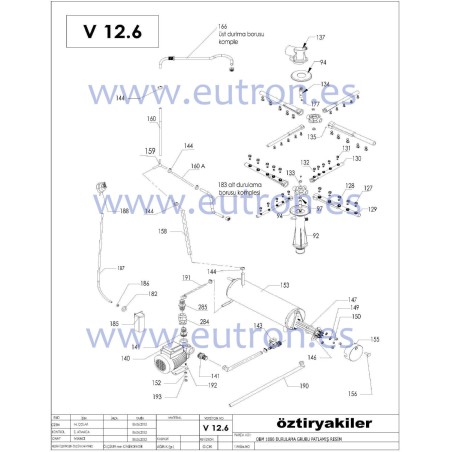 Support de bras de lavage supérieur Ozti BYM ECO1000 1080 2710.F0025.03