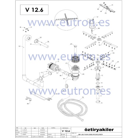 Support arm for upper washing Ozti BYM ECO1000 1080 2710.F0025.03