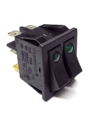 interruptor basculante medida de montaje 30x22mm verde - verde 1NO/1NO/lámpara 250V 20A iluminado ECO1C-003