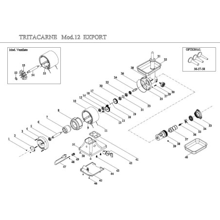 Hélice complète en aluminium Hachoir 12 Fama 698035 TS12 TG12 TG12R F2122 Cookmax, Fama, Sirman, Star10