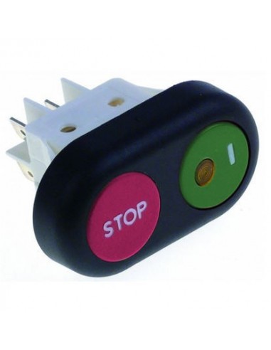 Interruptor pulsante medida de montaje 30x22mm rojo/verde 2NO 250V 16A enclavamiento RGV