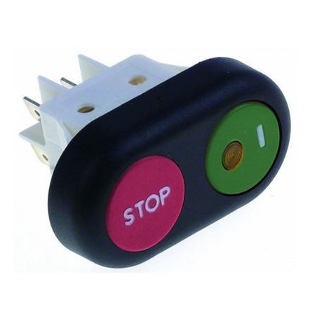 Interruptor pulsante medidor de montagem 30x22mm vermelho/verde 2NO 250V 16A intertravamento RGV
