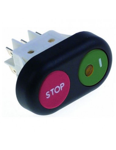 interruptor pulsante medida de montaje 30x22mm rojo/verde 2CO 250V 16A Stop / I Amatis Horeca-Select Omas RGV