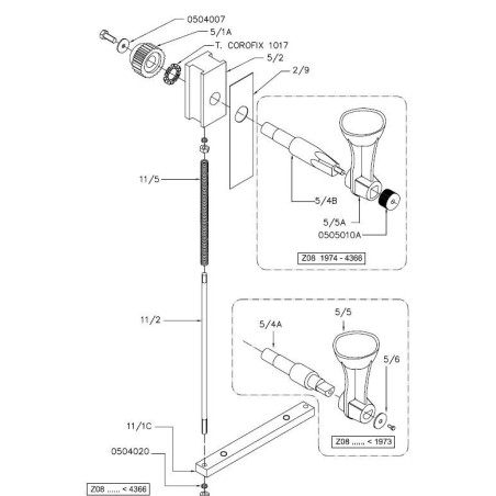 Copa démontable rouge Z08 Zummo 5/5A Numéro de série entre 1974-4336