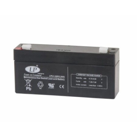 Batterie Plomb Hermétique LP6-3 6 V - 3,2 Amp 134 x 34 x 66 mm CAS DB-II