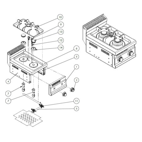 Turhan stove burner grid 6.OCG.101.e TC.6OCG401 TC.6OCG601 543x285mm
