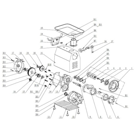 TK-22 Grinder Mouth Stainless Steel Thread Step 3 M94mm 6 ribs Ø47mm