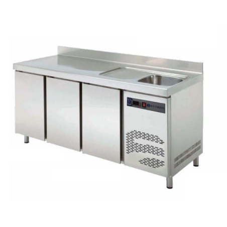 Mesa refrigerada com pia Fundo 600 TRS-200 F   3 portas