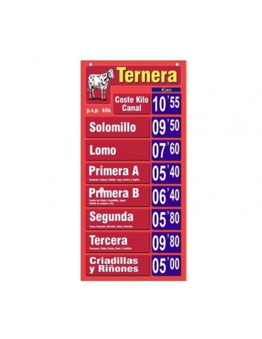 Cartel portaprecio TERNERA
