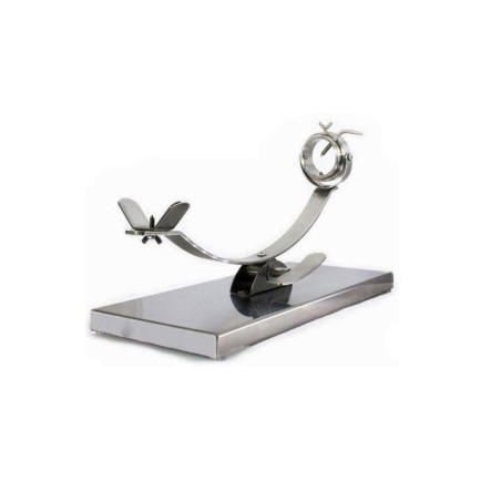 Rotating sliding ham holder in stainless steel.