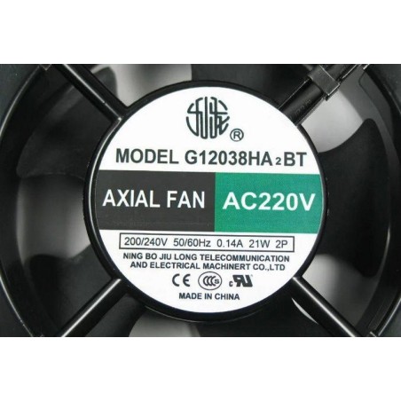 axial fan L 119mm W 119mm H 38mm 220V 50-60Hz 21W 0.14A 2P G12038HA2BT