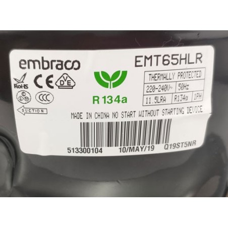 Unidade Condensadora 1/4HP com desidratador RT EMT65HLR R134a 220V 50Hz