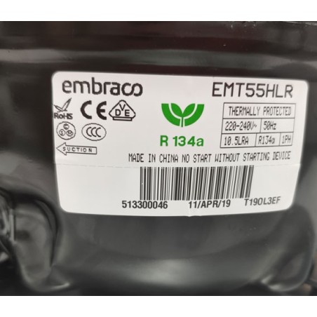 Compresor Refrigerante R134a EMT55HLR 220-240V 50Hz 1PH Embraco