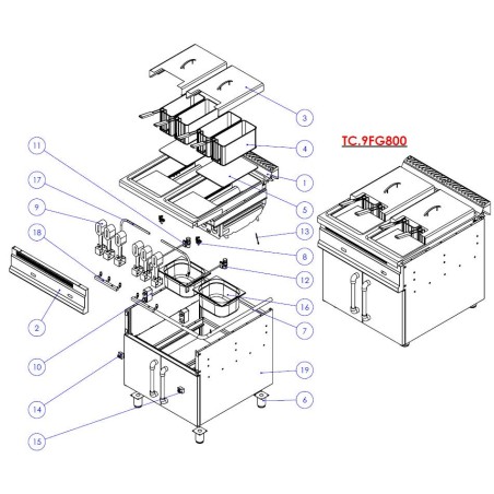 Gas supply pipe Turhan Fryer Series 900 TC.9CF800 Breakdown 7