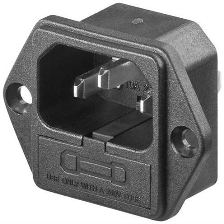 Conector alimentación IEC C14 de entrada Europeo para chasis con fusible