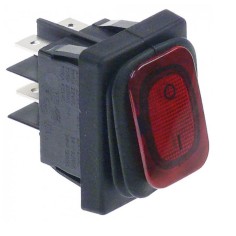 interrupteur basculant 30x22mm rouge 2NO 230V 16A Prot. Caoutchouc