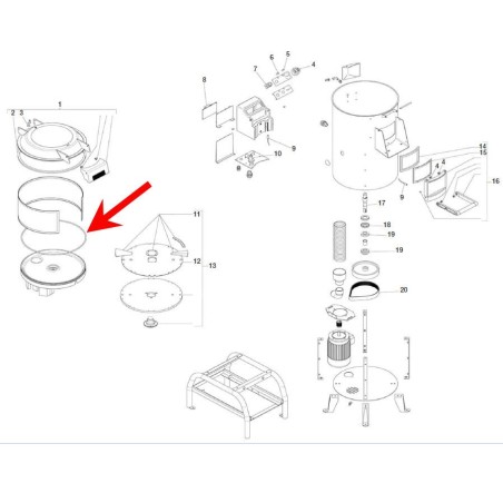 Joint de fond intérieur pour éplucheuse à pommes de terre Fagor Edenox 12089724 Ø8mm Ø615mm