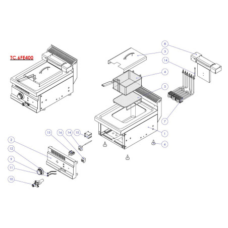 Fryer Resistance Turhan TC.9FERZ 7500W 3 elements TC.6FE600 TC.6FE400