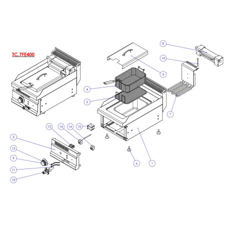 Résistance Friteuse turhan TC.7FE400 5000W 3 éléments Série 930